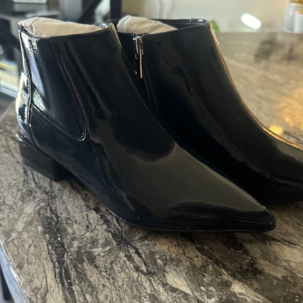 VHNY shiny NAVY BLUE leather Ankle Boots